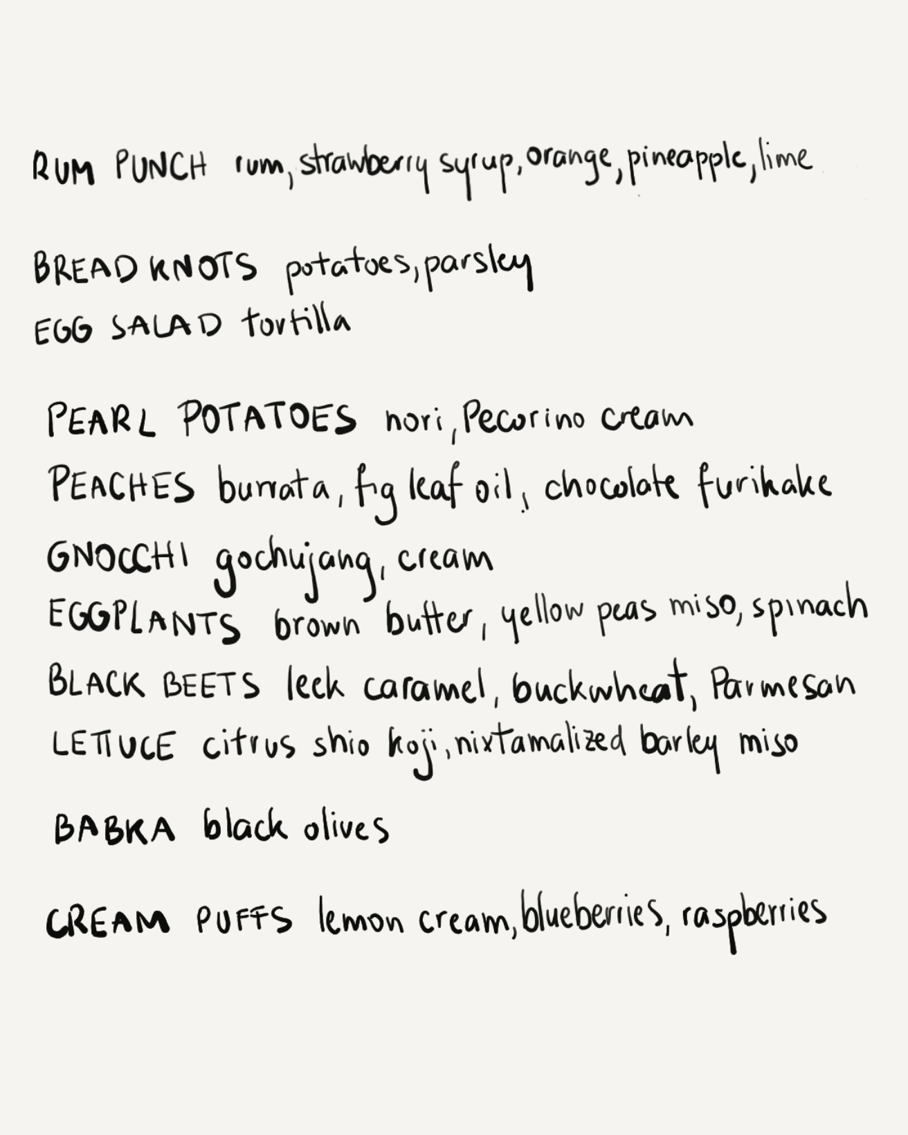 menu